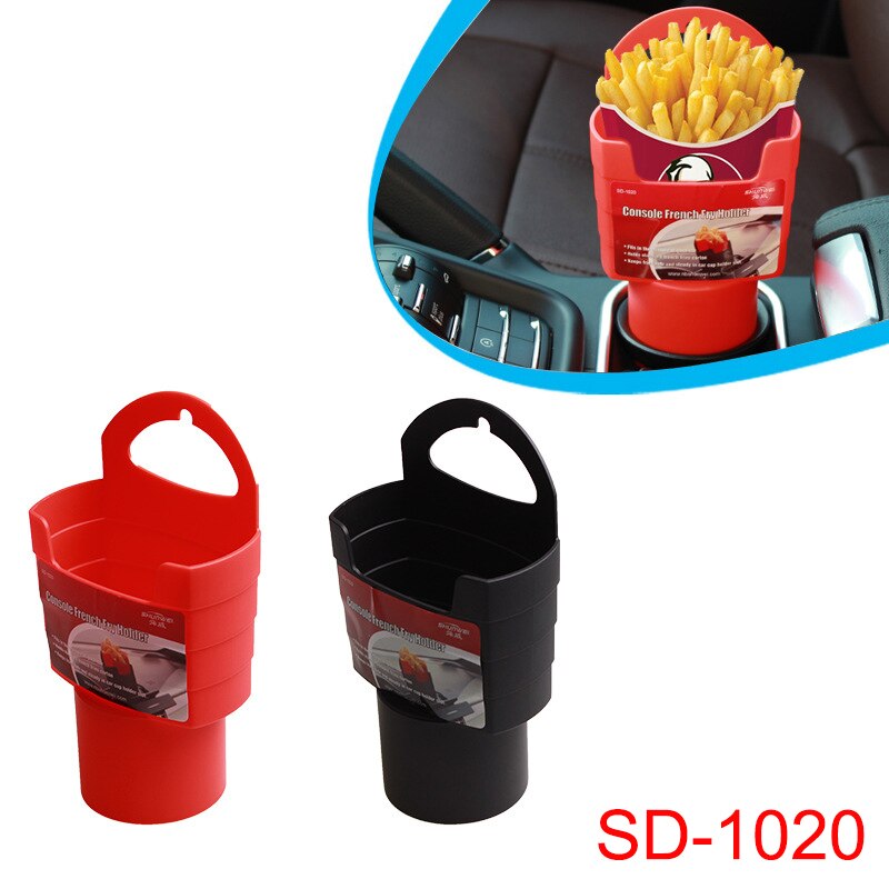 1 stück Auto Französisch Frites Halfter essen Trinken Tasse Halfter Lebensmittel Klasse PP Lagerung Kasten Eimer Reise essen in sterben Auto Schwarz