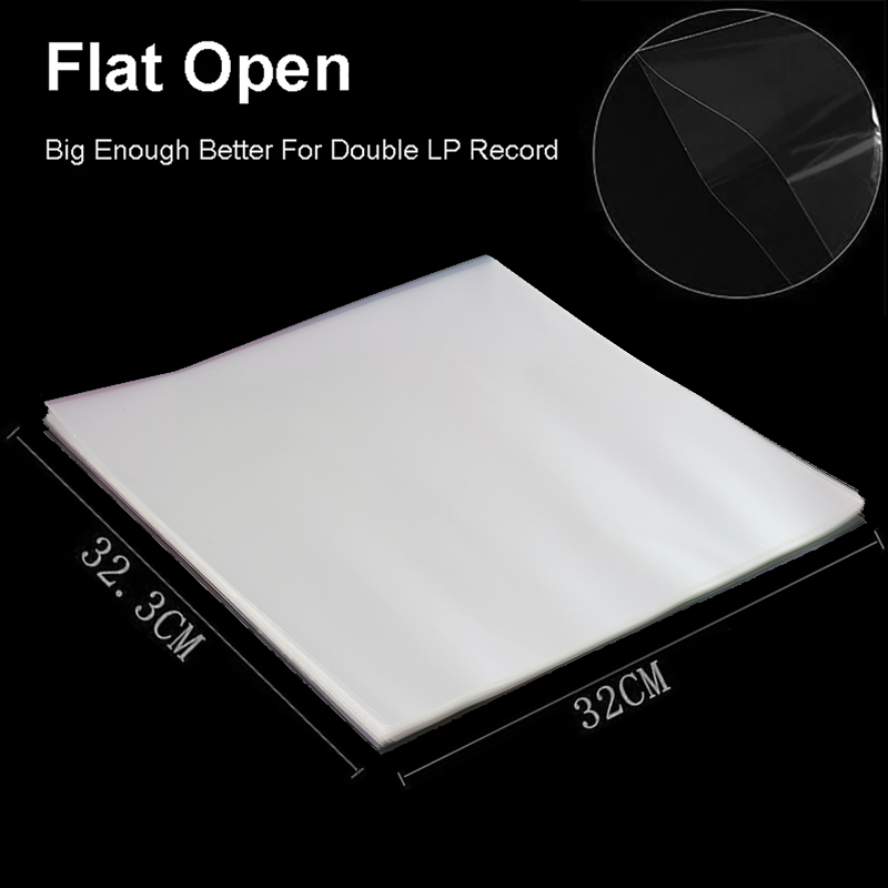 Funda protectora de grabación de Gel OPP de 12 pulgadas para tocadiscos, bolsa autoadhesiva para discos de vinilo LP, 32,3 cm x 32cm, 50 Uds.: Blanco
