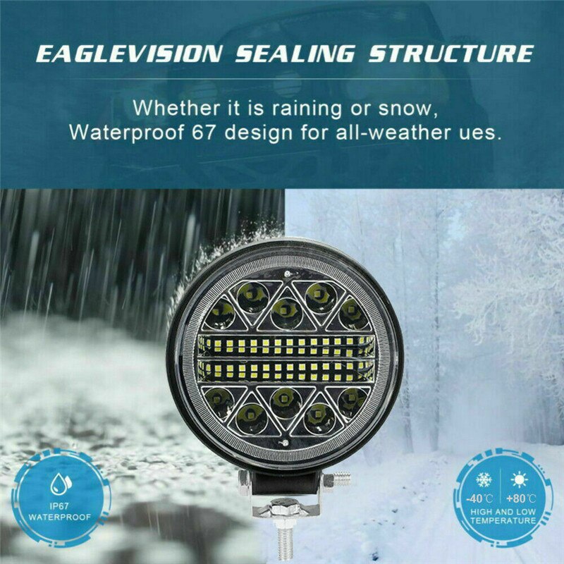 2Pcs 102W Led Work Light Round Spotlight Car Work Headlight For Truck Offroad Fog Lamp Night Driving Lights For SUV ATV