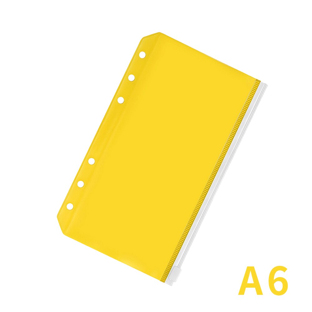 2pcs PVC A5/A6 Binder Pockets File Folder 6-Ring Loose Leaf Pouch Reports Binder Zipper Folders Office Document Organizers: A6 yellow