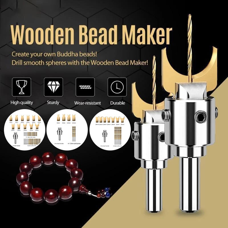 Premium Beads Drill Bit Wooden Bead Maker Buddha Beads Ball Router Bit Woodworking Tools Glitch-free TP