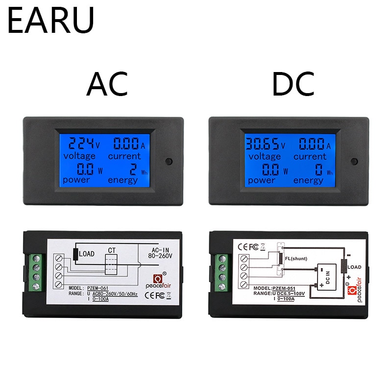 20A 100 EINE AC 80-260V DC 6,5-100 V Digitale LED-anzeige Voltmeter Amperemeter Wattmeter Energie energie Meter 12V 24V 110V 220V Volt Tester