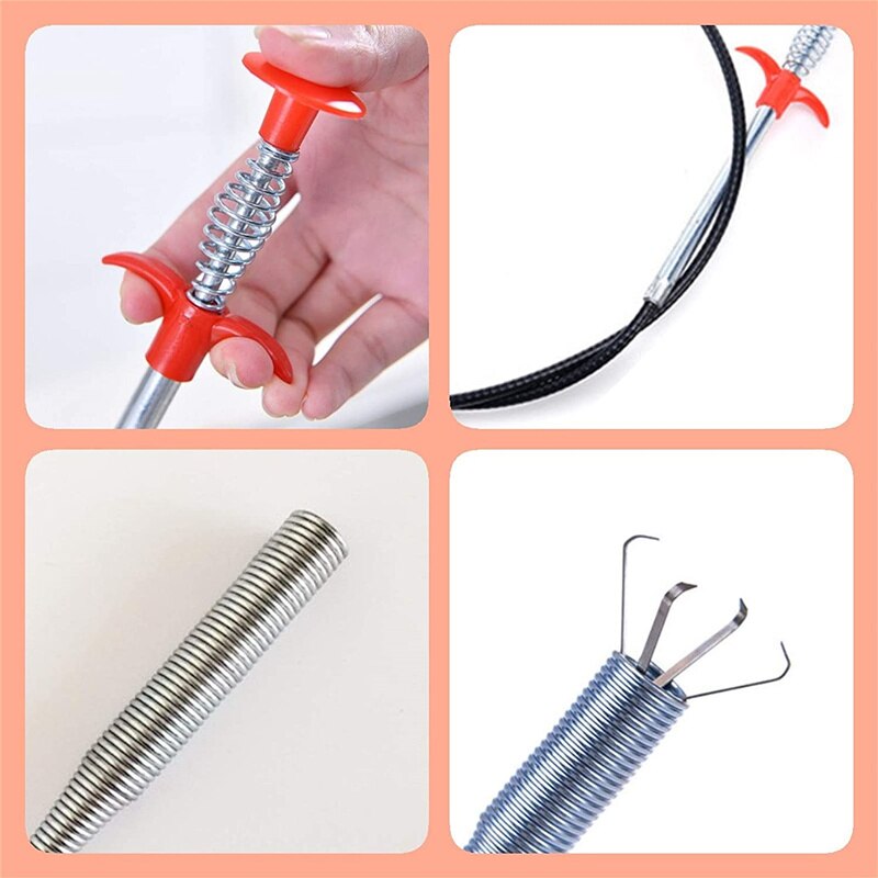 Pipe Dredger Grabberable Claw Pick up Tool, Plumbing Snake Tool for Sink Tube Drain Sewer Drain Clog Remover