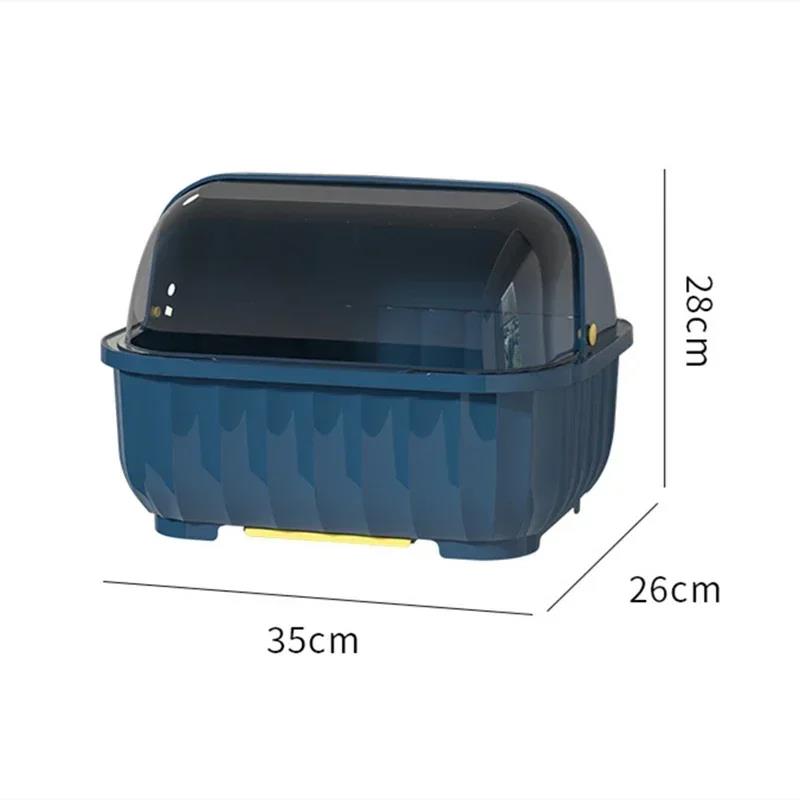 Armadietto per piatti da cucina Dishe Cestello di scarico per bacchette Multifunzionale antipolvere con coperchio Cestello portaoggetti per categoriezione stoviglie