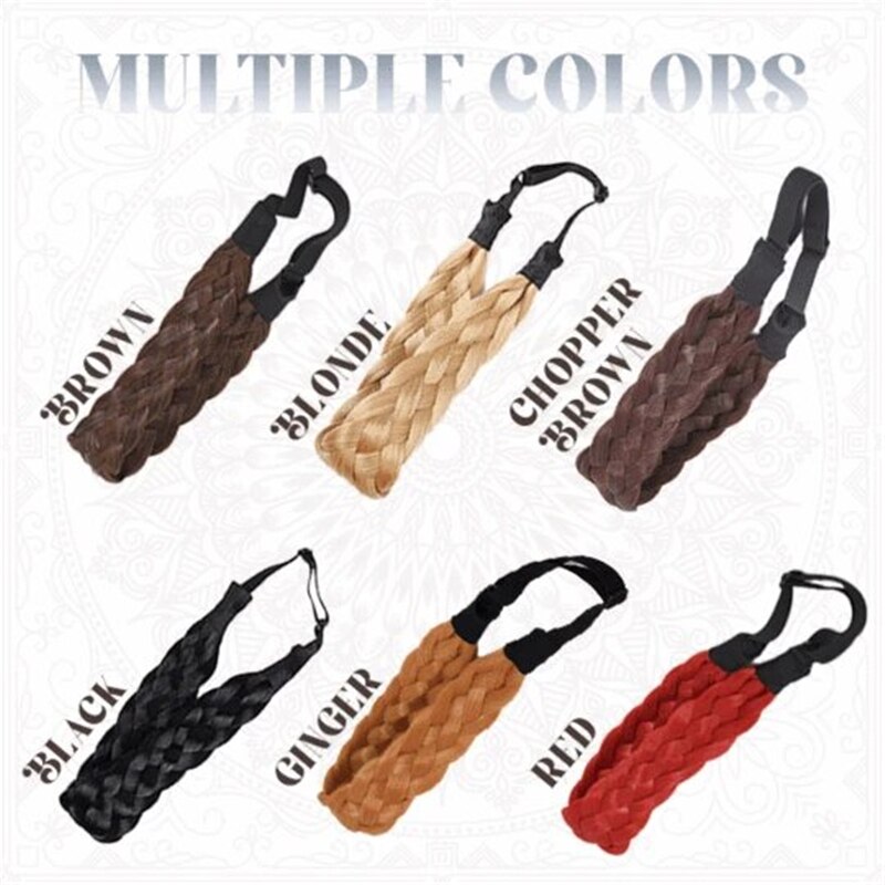 Classy Boho Braided Headband for Women Elastic Chunky Hair Braid Elastic Stretch Hairpiece Plaited Headbands Charm