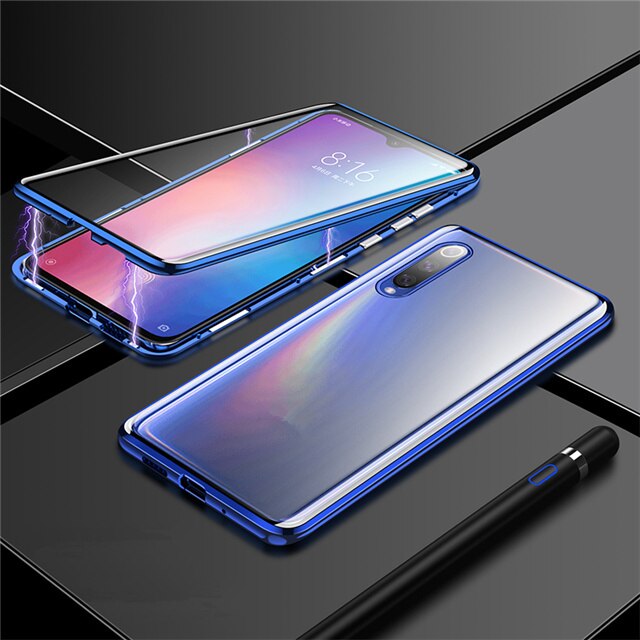 Magnetic case on the For samsung Galaxy A50 a70 a30 a20 a 30 50 70 Double sided Glass a305F a205F a505F a705F Metal coque: a70 / blue