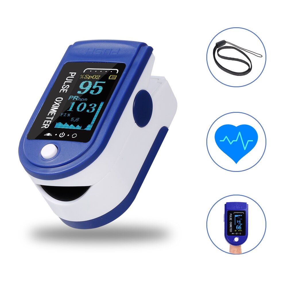 Portable Pulse Oximeter TFT LCD Display Finger Oximetry Blue SPO2 Oxygen Measurement Blood Pressure Heart Rate Monitor