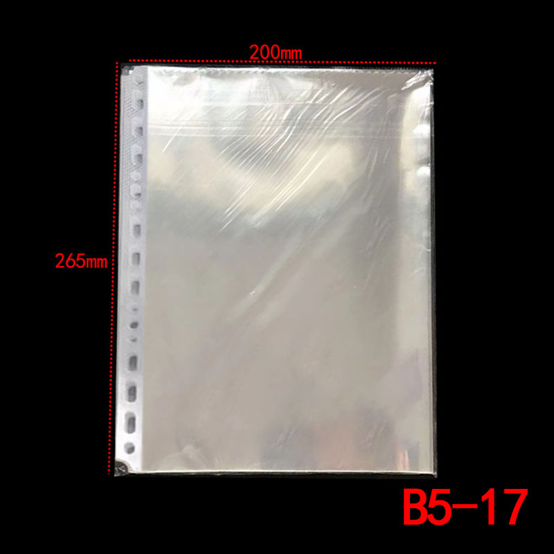 100PCS/Lot A5/B5 Thick 6-9 Hole Loose Leaf File Holder Documents Paper Organizer PVC Sheet Inner Page Protectors Office Supplies: B5-9 hole
