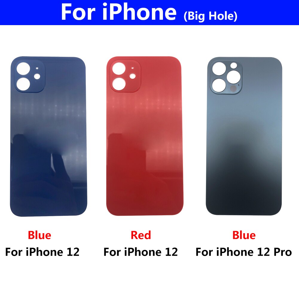 Big Hole Back Glass Rear Cover For Iphone 12 Pro Battery Door Housing Battery Back Cover Glass