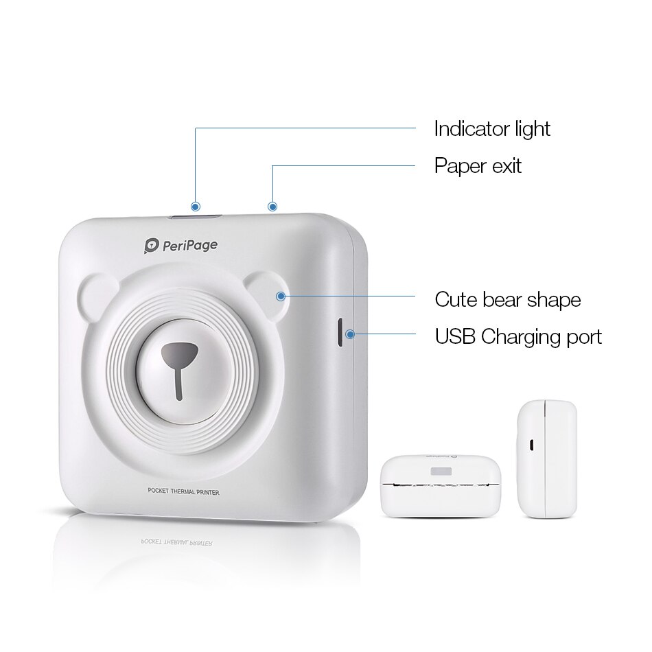 Portable Bluetooth Photo Picture Printer 58mm Mini Wireless Connection Pocket Peripage Printer For Children Kids Christmas