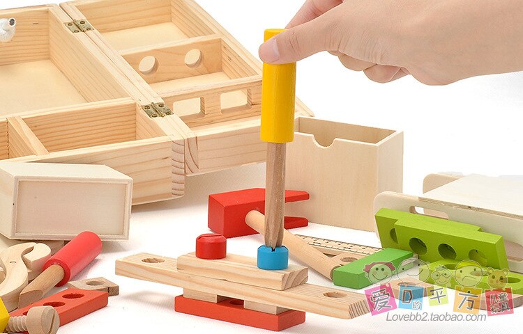 Boîte à outils en bois pour enfants | Ensemble de jouets, maison de jeu réparation garçon réparation bois, Intelligence bricolage éducatif