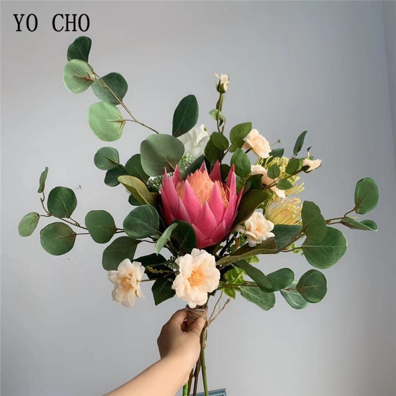 YO CHO Bruid Bruiloft Boeket Zusters Holding Bloem Boeket Kunstmatige Bloem Roos Monarch Bloem Sims Azalea Bruidsboeket