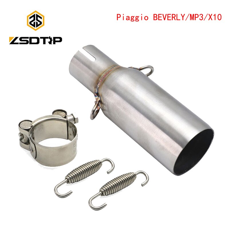 ZSDTRP For Piaggio MP3 125 BEVERLY 125 300 X10 125 12-16 Slip-on Motorcycle Exhaust Muffler Middle Link Pipe