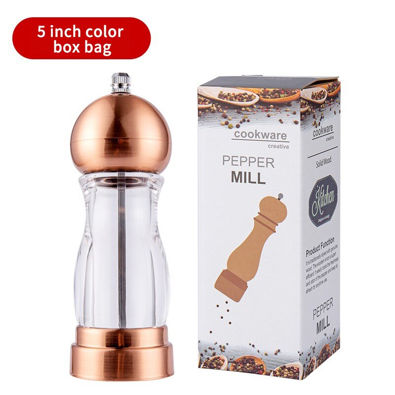 Moulin à poivre et à sel, moulin à épices en bois, engrenage en céramique, fraise de cuisine réglable: Rose