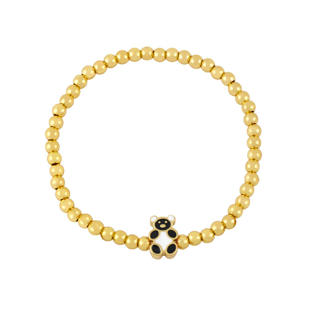 Flola kralenketting berenklauw bedeltje armband koper emaille schattige kleine berenarmbandjes voor dames sieraden brtf 02: Beer