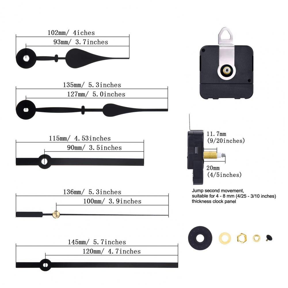 Repair Tools DIY Replacement Kit Wall Clock Movement with 2 Pairs Hands for Home