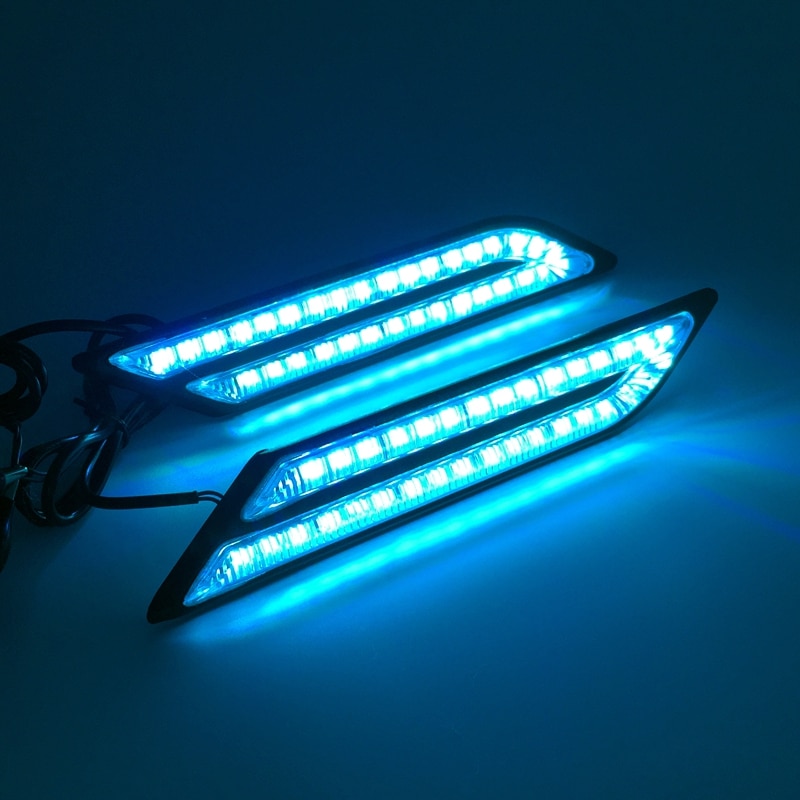 Tak Wai Lee 2X LED DRL Tagfahrlicht Auto Bremse Lenkung Lichtquelle Auto Styling Wasserdicht Weiß Kristall Blau Schild Licht