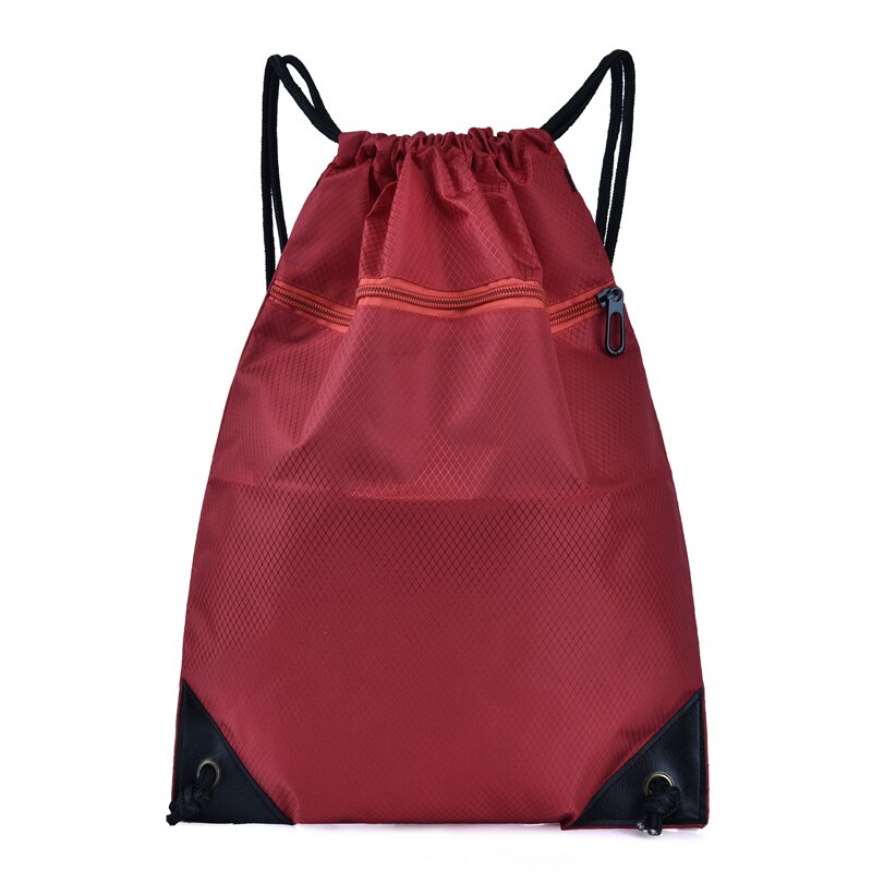 Trekkoord Rijden Rugzak Gym Kleding Schoenen Tas Waterdicht Grote Capaciteit Eco Vriendelijke Opvouwbare String Vrouwen Boodschappentas: Red-L