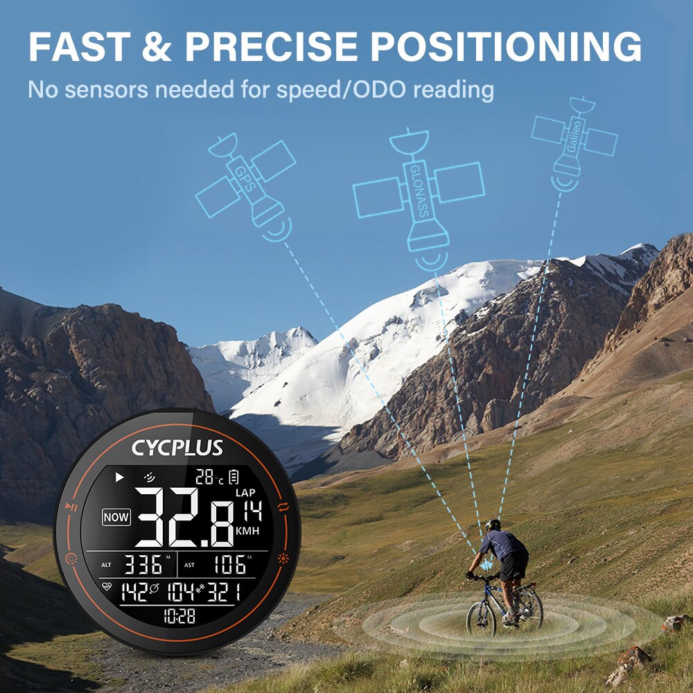 CYCPLUS – compteur de vélo GPS sans fil, BT ANT +, compteur de vitesse, ordinateur de cyclisme, capteur de Cadence w, moniteur de fréquence cardiaque étanche pour vtt