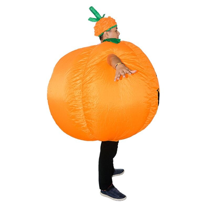 Pumpkin Inflatable Costume with Hat Adults Funny Blow up Outfit Halloween Dress K92D