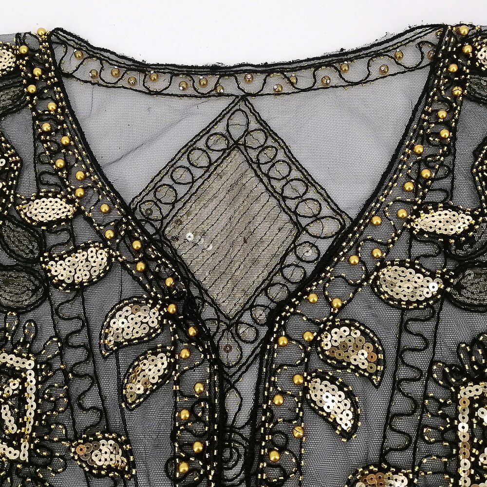 Vrouwen 1920 S Lovertjes Sjaal Met Kwastjes Kralen Parel Fringe Sheer Mesh Wraps Gatsby Flapper Bolero Cape Cover Up