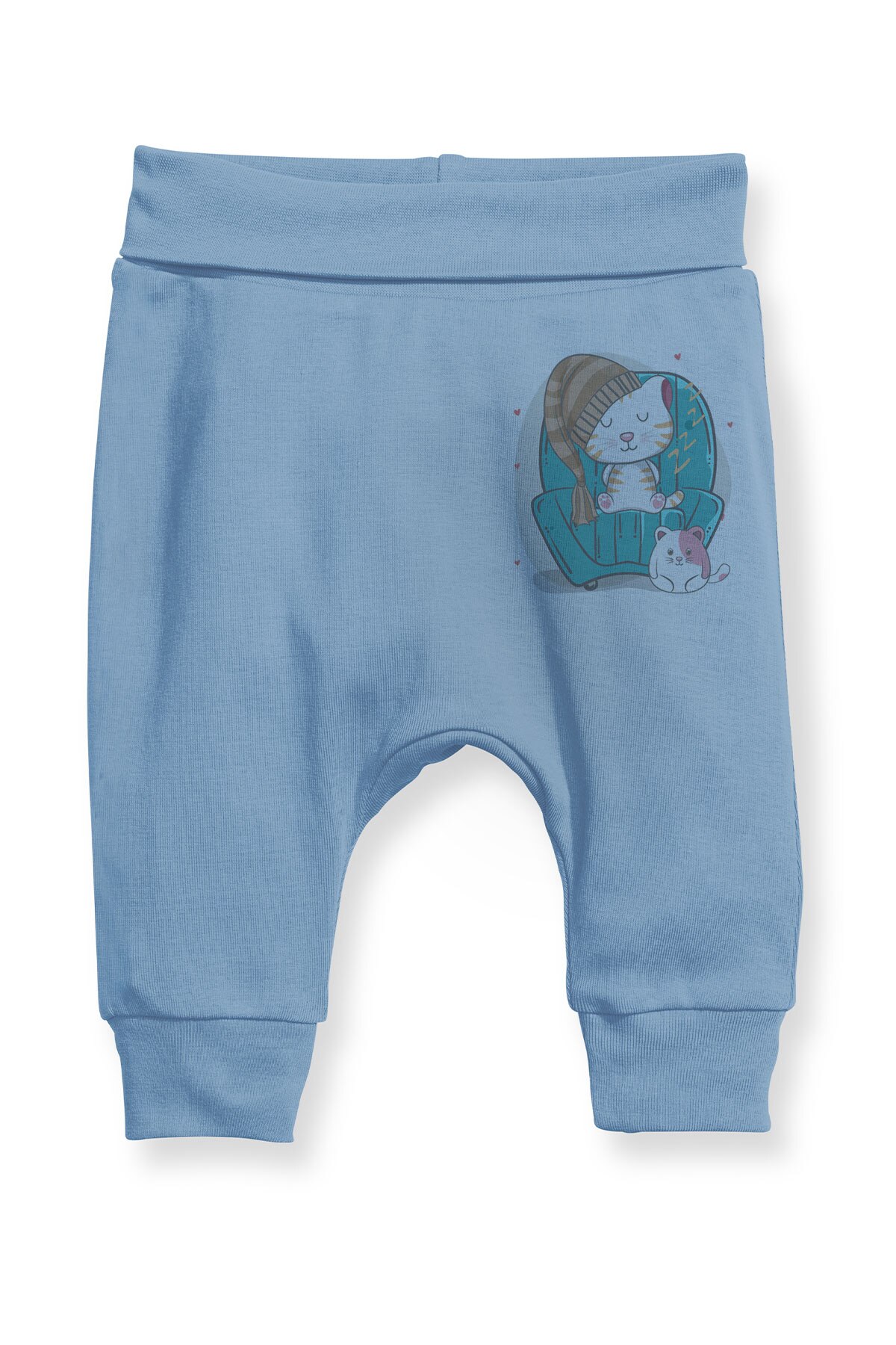 Angemiel Baby Sleeping Cat 'S and Next To The Mouse Baby Boy Harem Pants Pantalon Blue