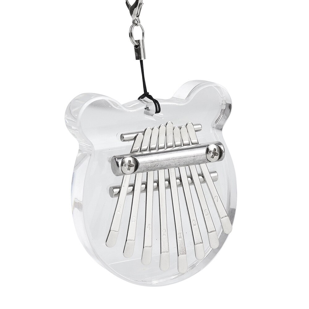 Draagbare Kleine Beer Duim Piano Kristal Transparante Kalimba Instrument 8 Toetsen Mini Thumb Piano Muziekinstrument Voor Beginner