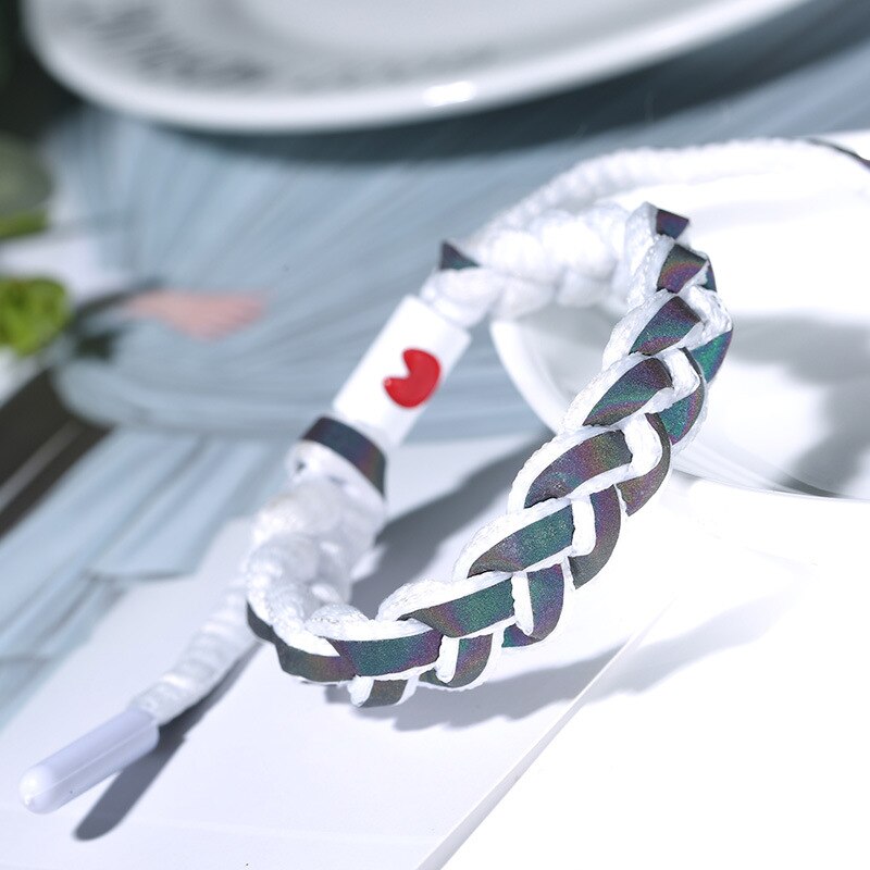 Beperkte Tijd Prijs! Paar Armband Reflecterende Armband Mannen Vrouwen Geweven Hand Strap Eenvoudige Ornament: white-with heart