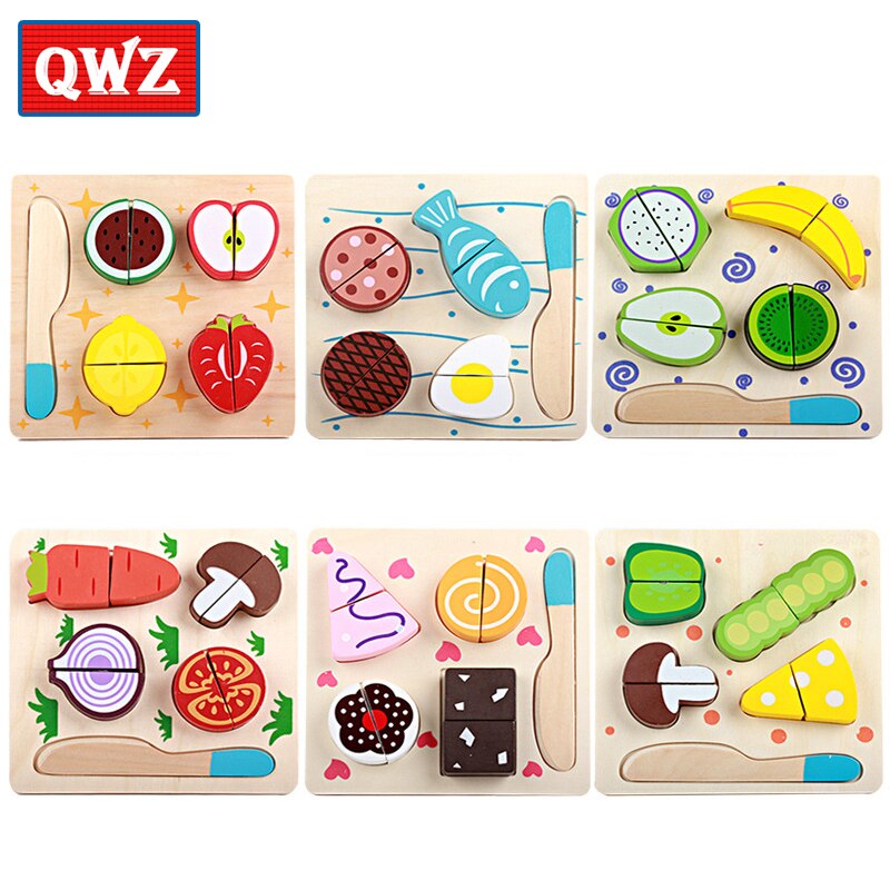 Houten Speelgoed Keuken Cut Fruit Groenten Dessert Kids Koken Keuken Speelgoed Voedsel Pretend Play Puzzel Educatief Speelgoed voor Kinderen