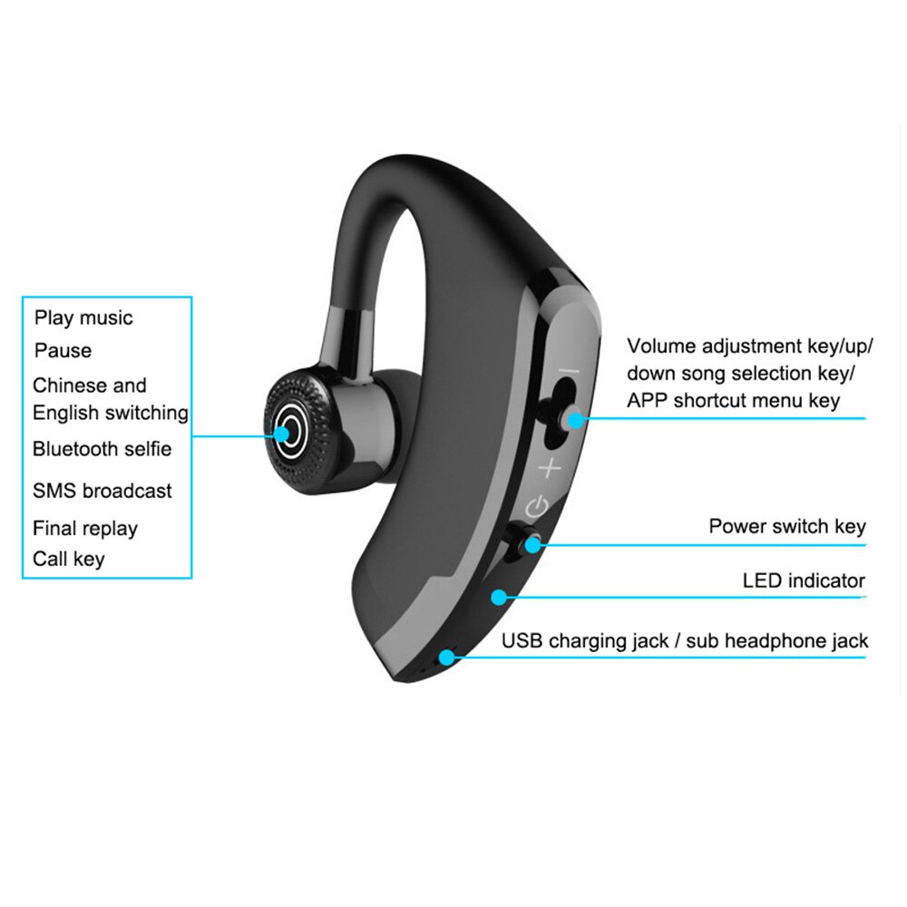 V9 Koptelefoon Bluetooth Hoofdtelefoon Handsfree Draadloze Headset Business Headset Drive Call Sport Oordopjes Sport Koptelefoon