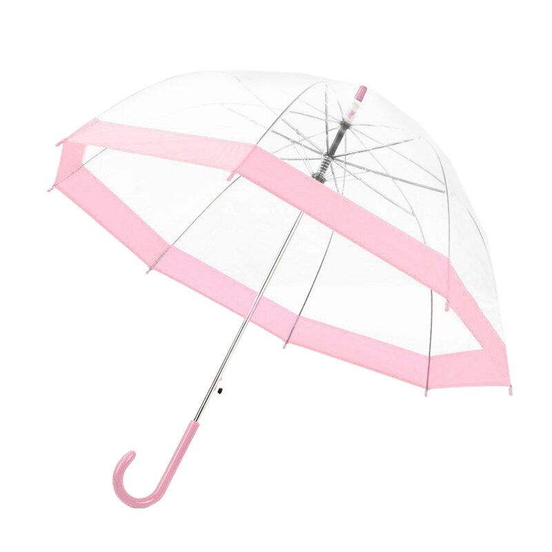 Transparent Umbrella Rain Sunny Women Girls Ladies Novelty Items Long Handle Umbrellas Rainproof Unbrellas: Pink