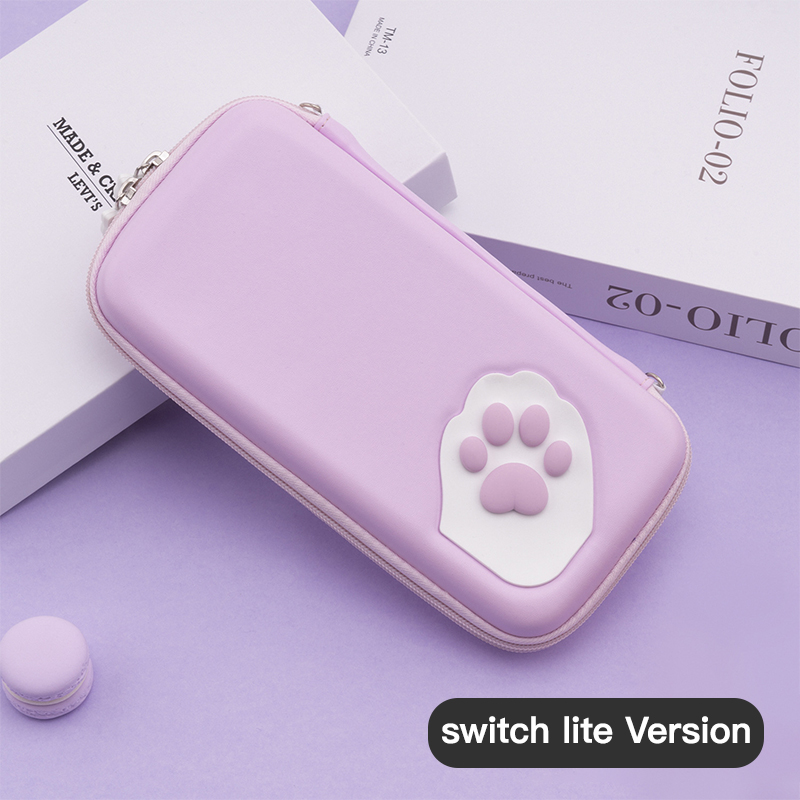 Cute Cat Paw Nintendo Switch Storage Bag NS Console Case Portable Storge Bag for Nintendo Switch/Switch Lite Game Accessoriaes: Purple for Lite