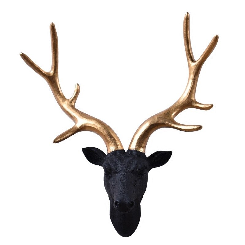 tête de cerf Animal décoration murale ornements résine artisanat Statue Sculpture salon chambre accessoires de décoration de la maison