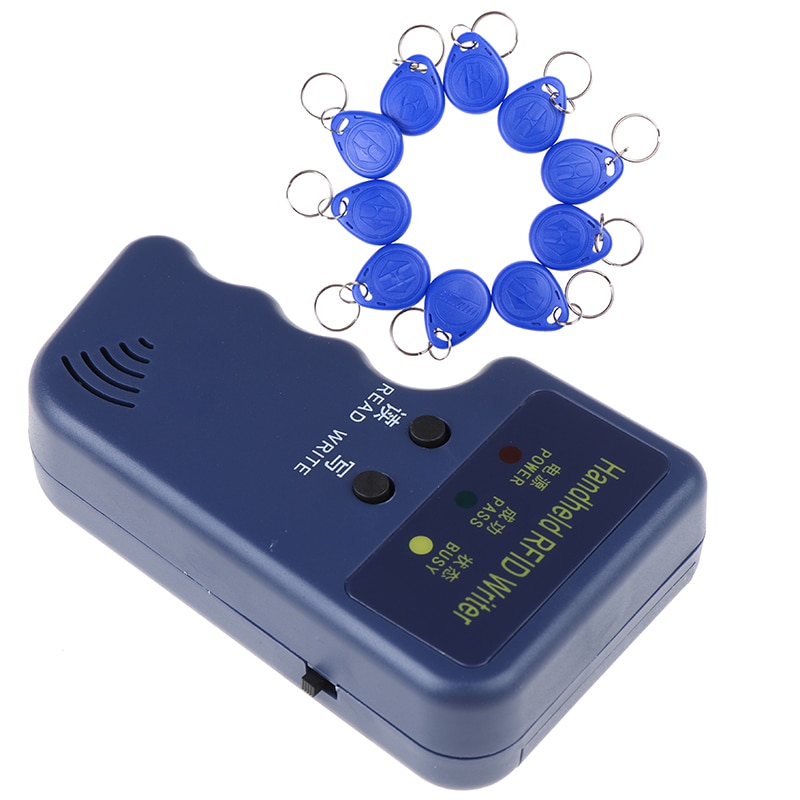 125 khz handhållen rfid-skrivare/kopiator/läsare/duplikator med 10 st id-taggar