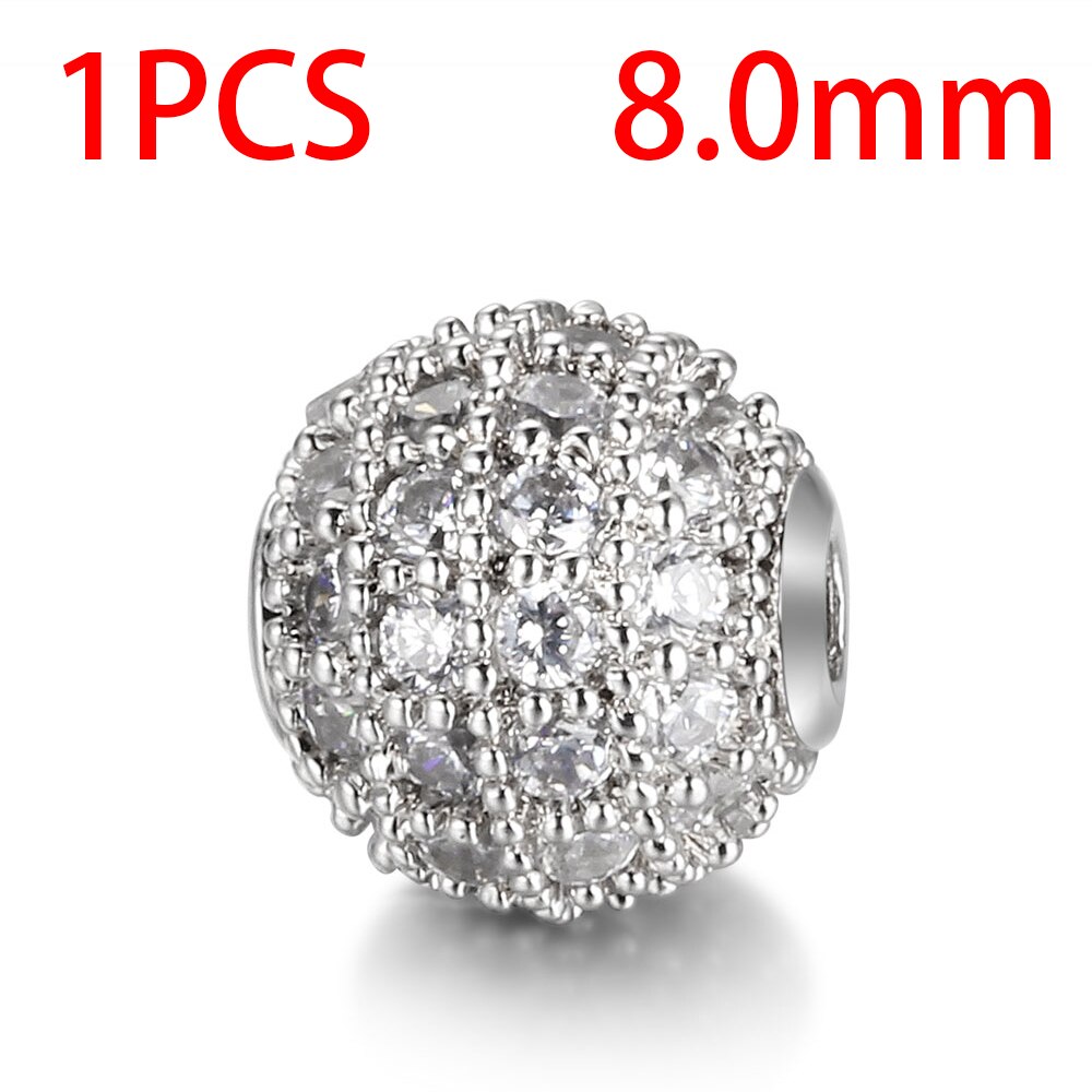 Available Separately / 8mm / 10mm Luxury Mini Pav AAA + Zircon European Gasket Beads, Round Charms For Bracelets And Jewelry: 8mm11