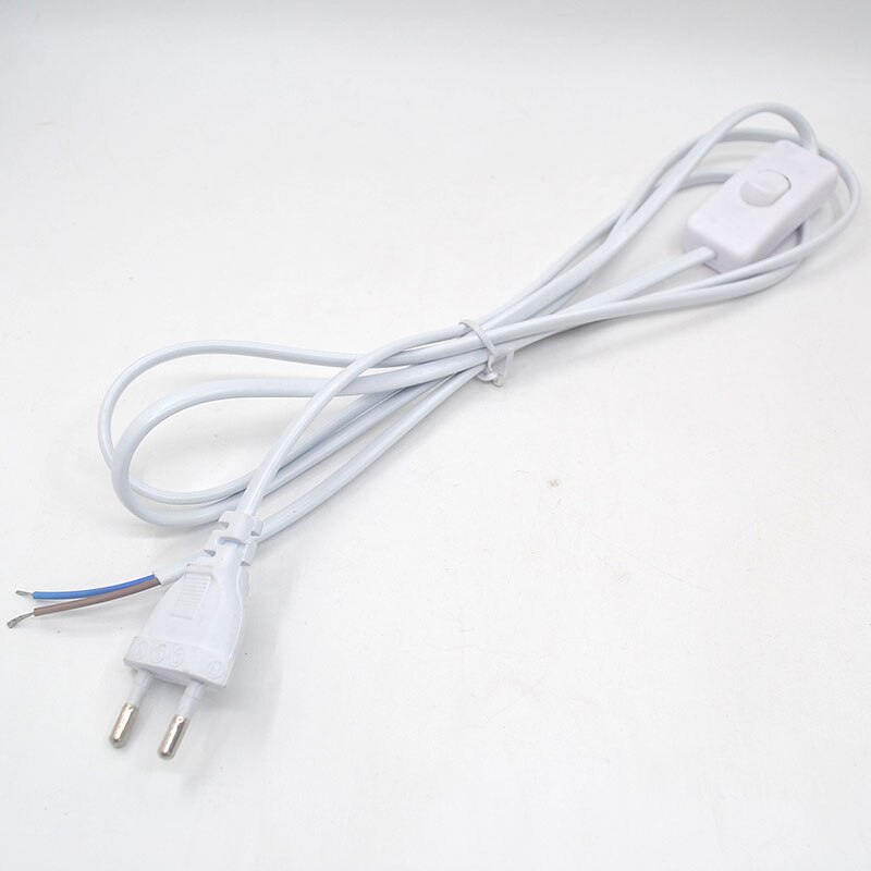 1.8m 2- kjerne-strømforsyning-kabel lampe-kontakt strøm-kontroller forlengelse ledet-test-lys-ledning knapp-bryter eu-plugg 220v 110v