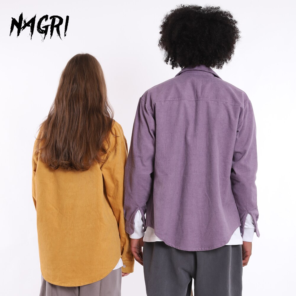 Camisa lisa de manga larga para hombre, Bordado de letras de pana Vintage Preppy de gran tamaño, camisas informales de algodón de estilo coreano