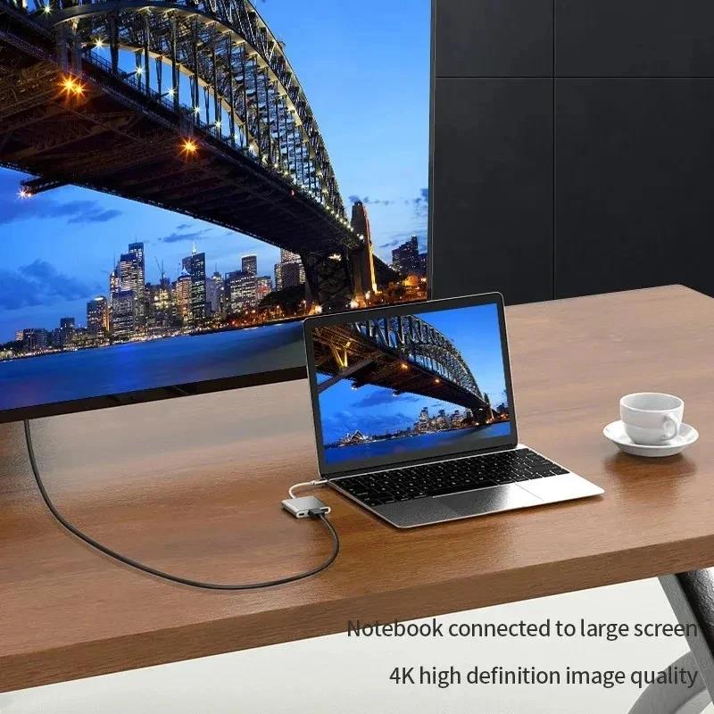 3 IN 1 Type C To HDTV + USB + USB-C Adapter Cable USB C To HDMI -compatible 4K USB-C Docking Station Adapter For Laptop Computer
