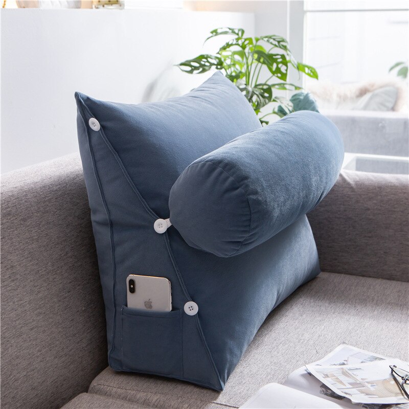 Comfort Driehoek Bed Lezen Kussen Grote Grote Sofa Bed Bed Lendensteun Kussen Rugleuning Rugleuning Pijnbestrijding Kussen: Navy