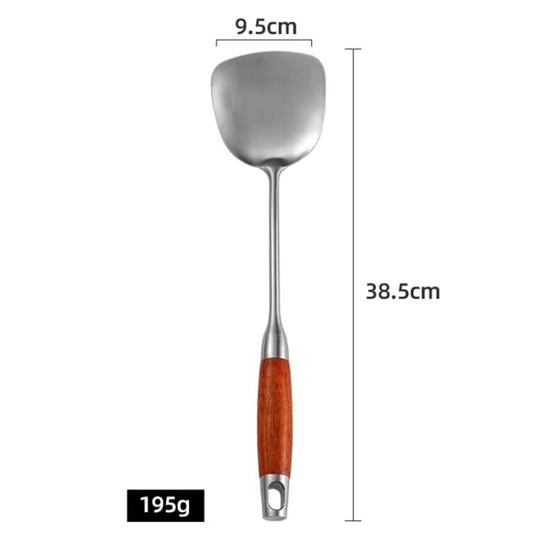 304 Stainless Steel Wok Spatula Rosewood Handle Kitchen Essentials Cooking Tools utensilio Accessories Slotted Turner Rice Spoon: F1