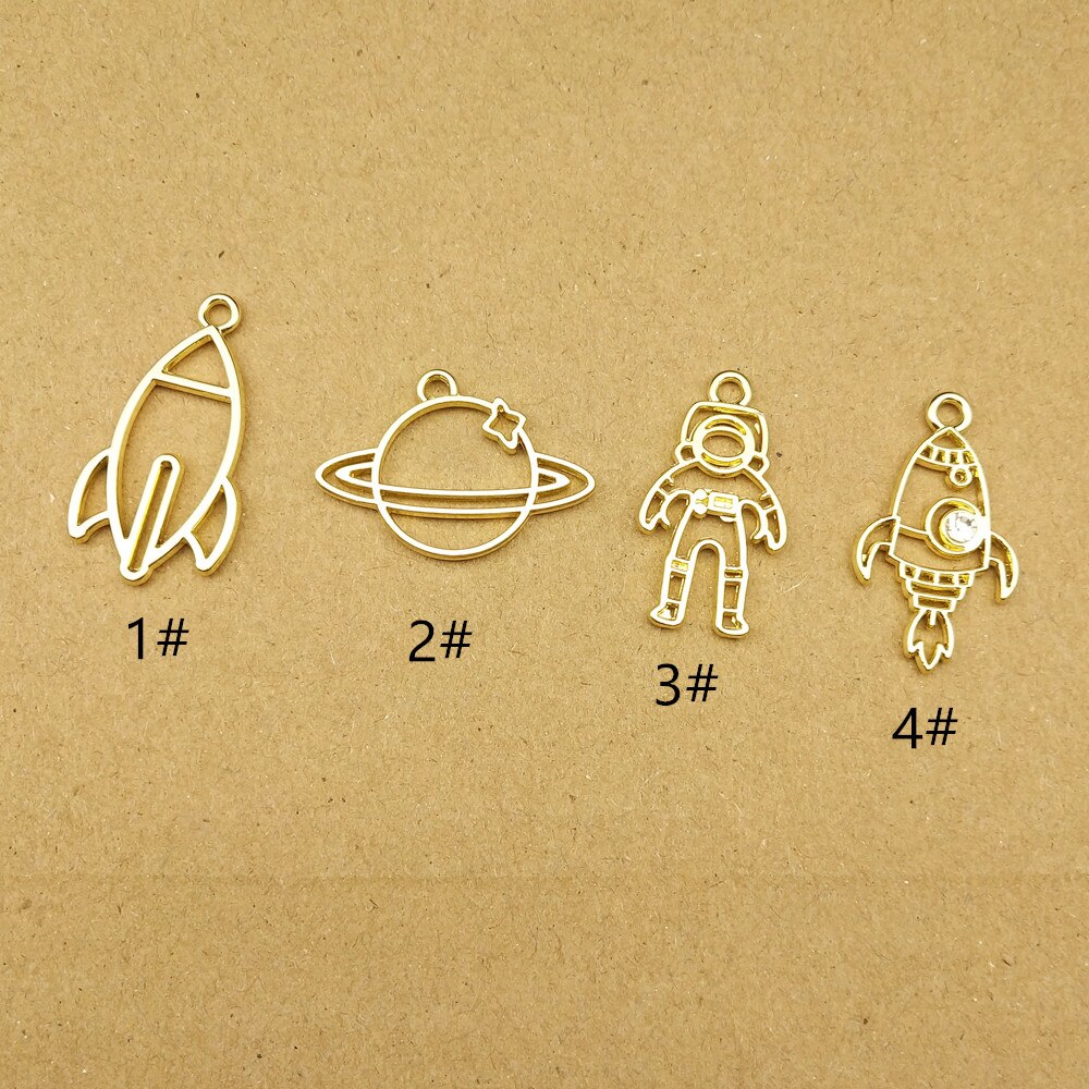 10pcs spaceman and rocket charm earth charm for jewelry making earring pendant bracelet charm saturn pendant