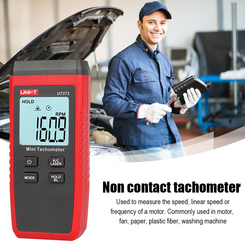 UNI-T UT373 Mini Digital Tachometer Measuring Range 10-99999RPM Non-Contact Tachometer Odometer with Backlight
