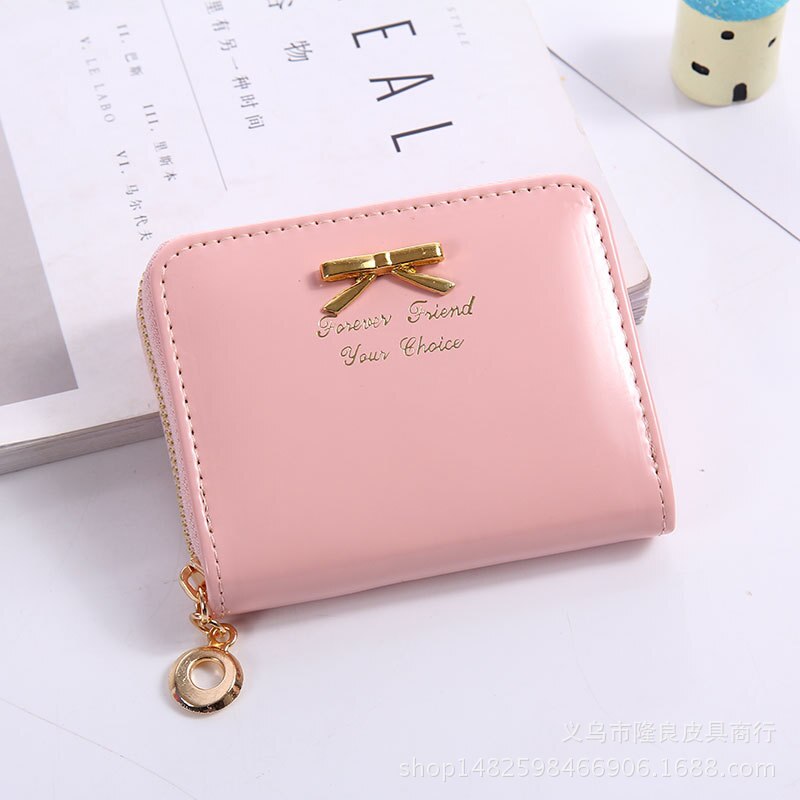 Valink Brand Wallet Women Bowknot Small Purse PU Leather Wallet Female Zipper Coin Purse Wallet Carteras Mujer: Pink