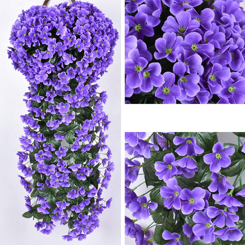 Farverig kunstig silke violet vedbend hænge blomst til krans væghængende plante bryllupsfest hjem have balkon dekoration