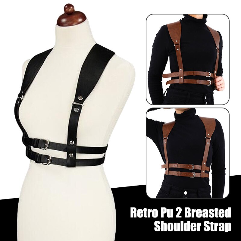 Harnais de poitrine gothique en cuir PU pour hommes, bretelles de gilet, ceintures de taille, Costumes de Cosplay, Punk rétro