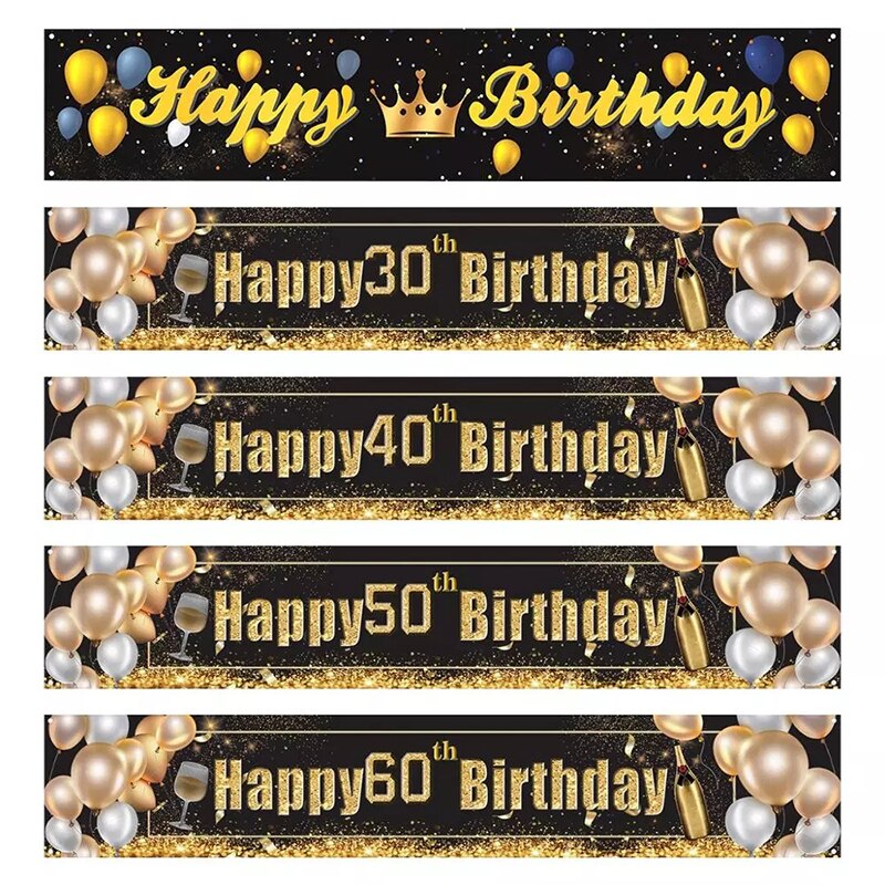 Pancarta de feliz cumpleaños 30, 40, 50, 60, 70, 80, 90, decoración para de cumpleaños para adultos 40, 50, 60, 60, suministros para de aniversario