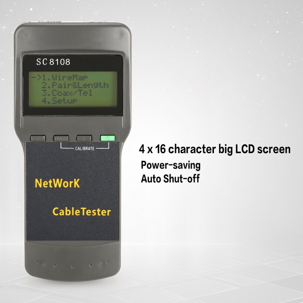 LCD Network Tester Meter Wireless LAN Phone Cable Meter Tester Wire Tracker LCD Display SC8108