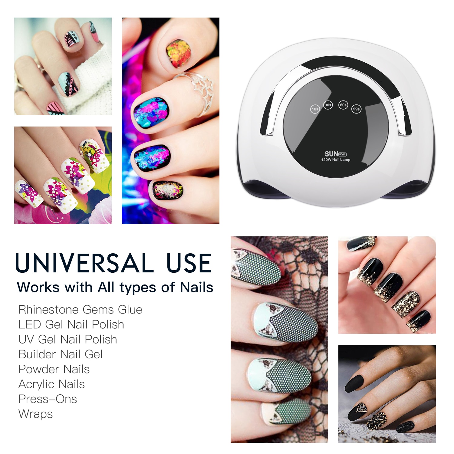 Lámpara de uñas SUN BQ5T 72/90W UV LED para secar secador esmalte de Gel de uñas pantalla LCD lámpara de detección automática de alto polvo para todos los geles