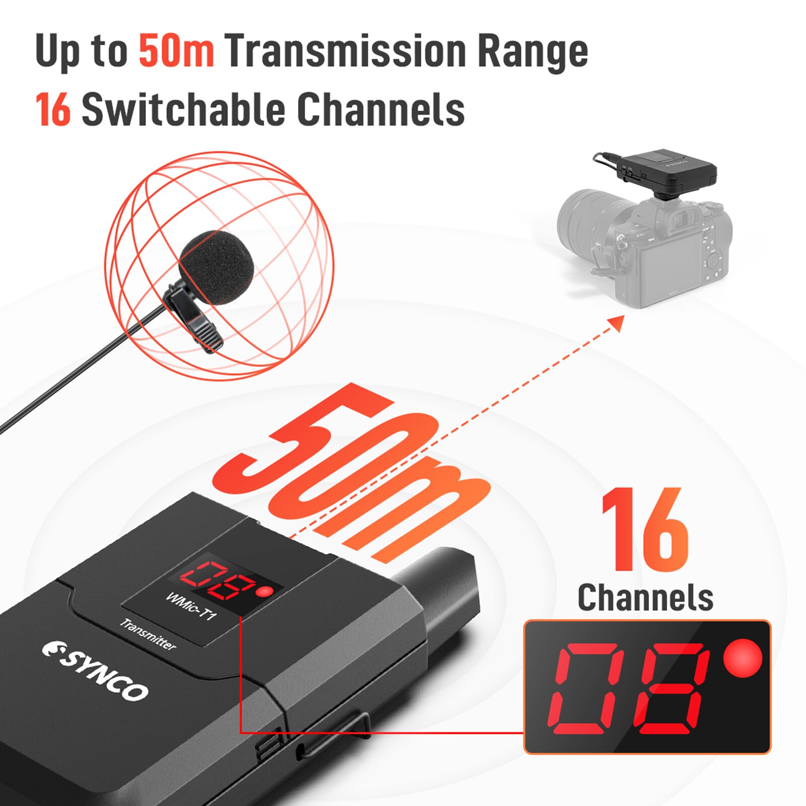 SYNCO-Sistema de micrófono inalámbrico WMic-T1 UHF, transmisor + receptor, micrófono Lavalier de 3,5mm, TRS y TRRS, bolsa de almacenamiento para cámara de teléfono inteligente