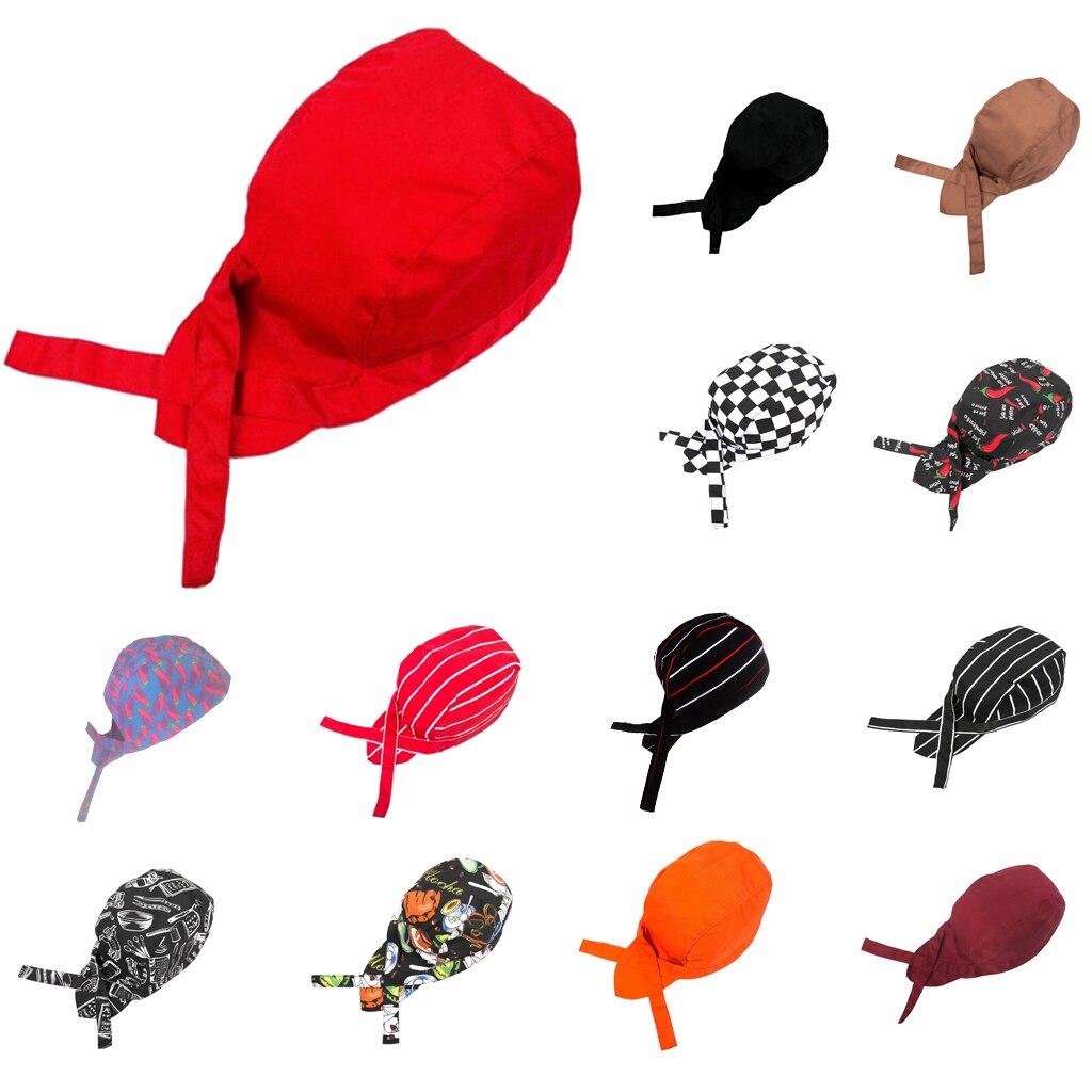 Chef Tie Back Cap Sushi Kitchen Waiter Hat Cap Black Waiter Cap